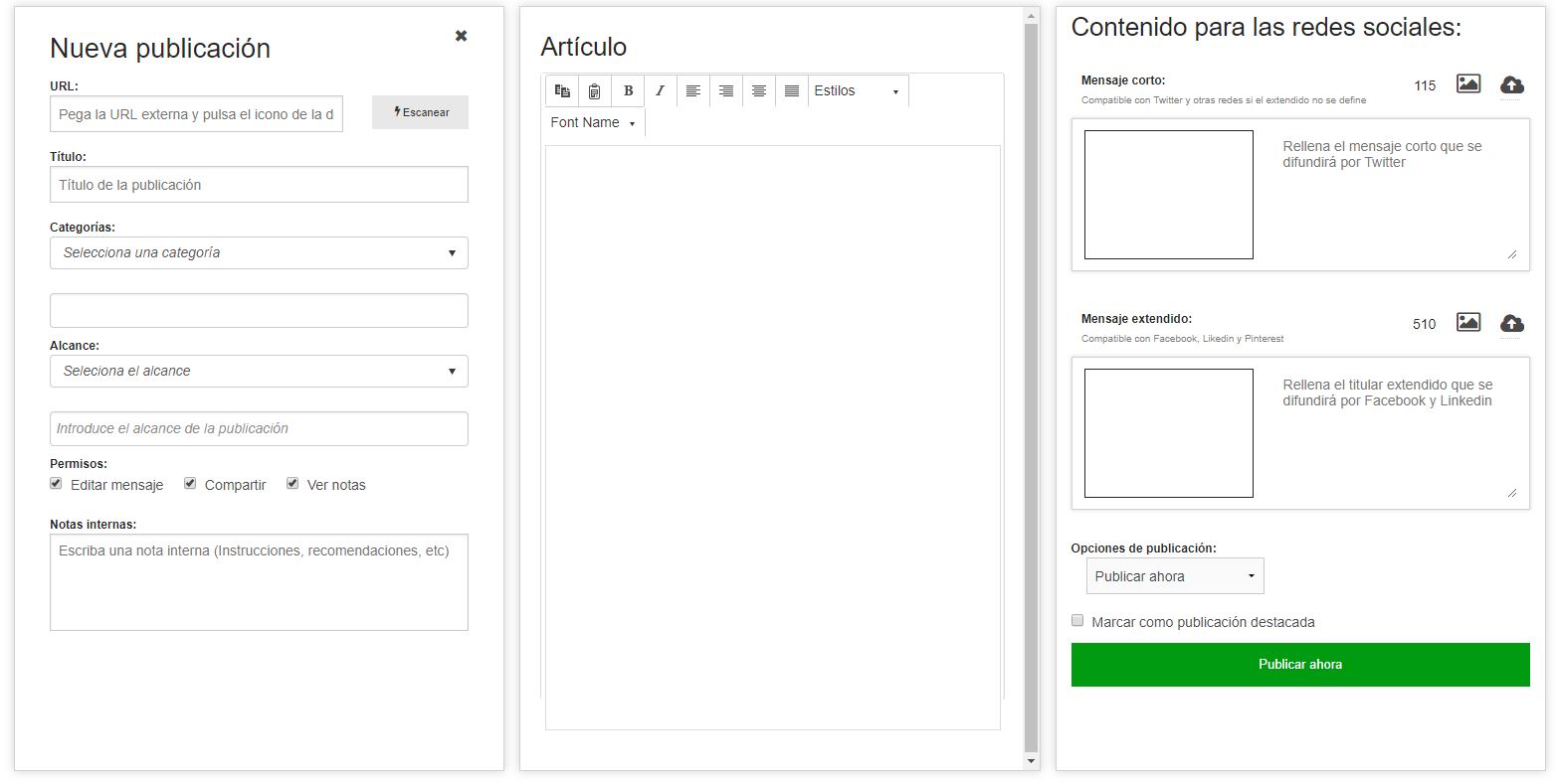 Añadir una publicación al repositorio de contenidos de BlogsterApp Ambassador