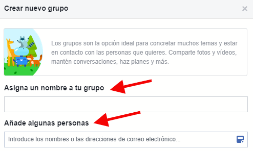 Elige el nombre adecuado cuando crees tu grupo de Facebook